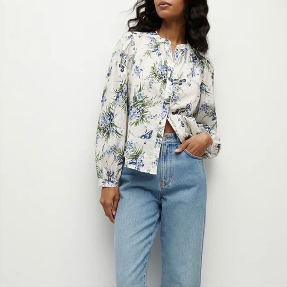 Veronica Beard Ashlynn Cotton Blouse in Off-White Multi Size 8 - Picture 5 of 12